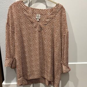 Worthington Brown Geometric Blouse